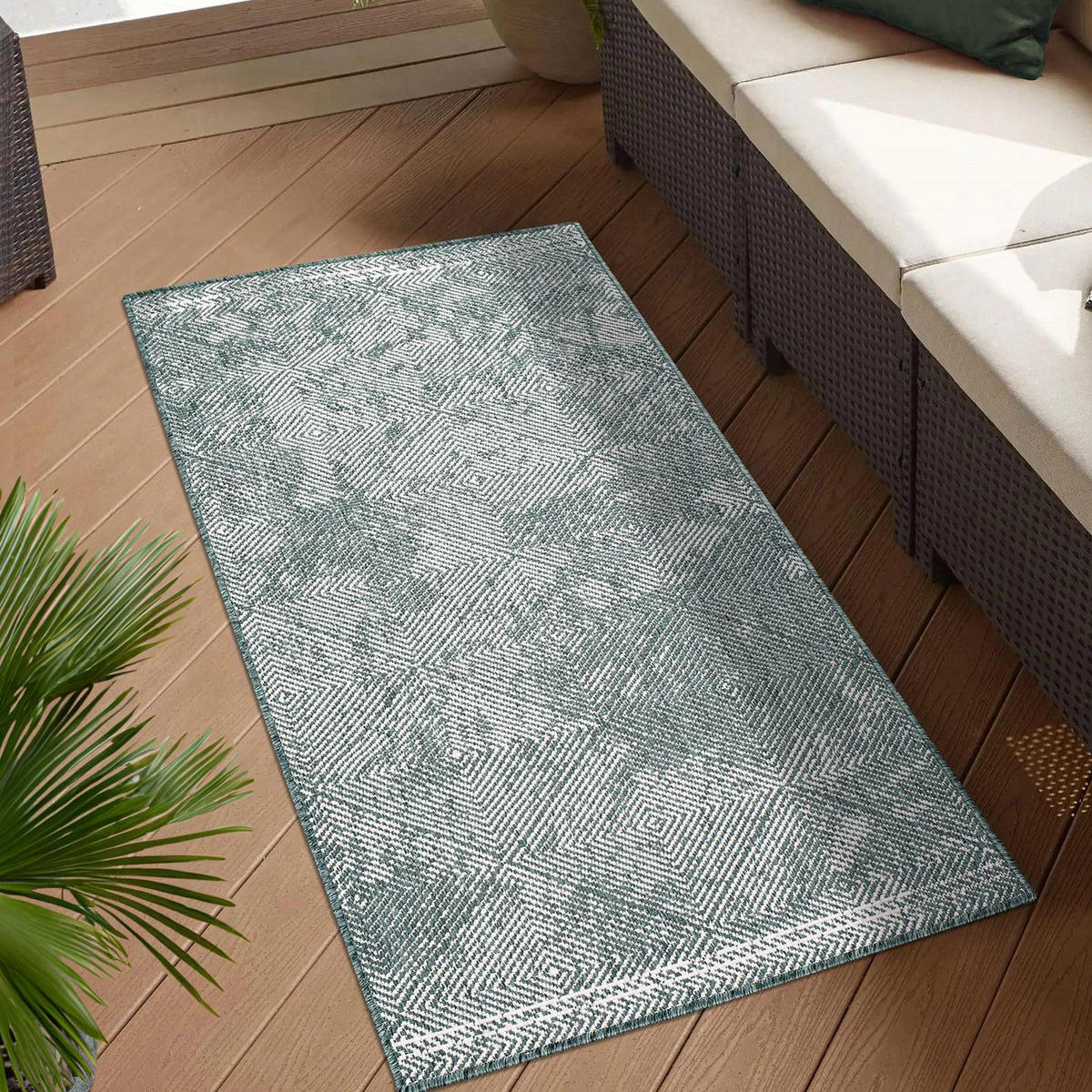 OUTDOOR-TEPPICH DuoRug 5845 Grün 80x150 cm - Grün, Textil (80/150cm) - carpet city