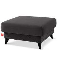 POUF GUSTAVO III Velours, Graphitfarben - Graphitfarben, Holz/Holzwerkstoff (92/49/92cm) - KONSIMO®