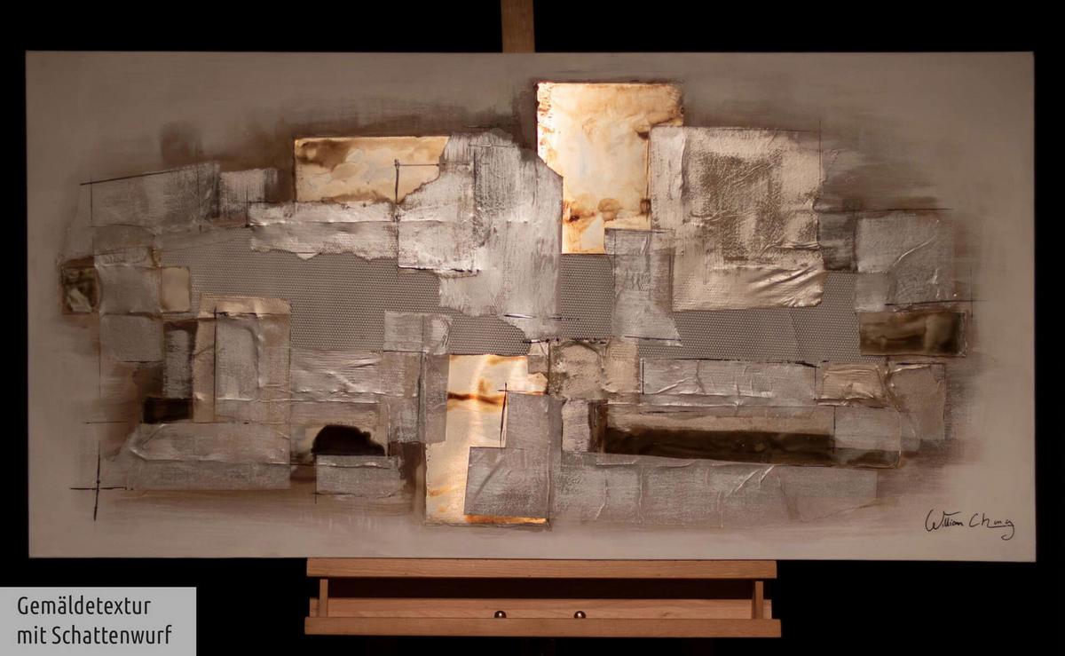 ACRYLBILD HANDGEMALT 120/60 cm - Weiß/Braun, Holz/Textil (120/60cm) - KUNSTLOFT