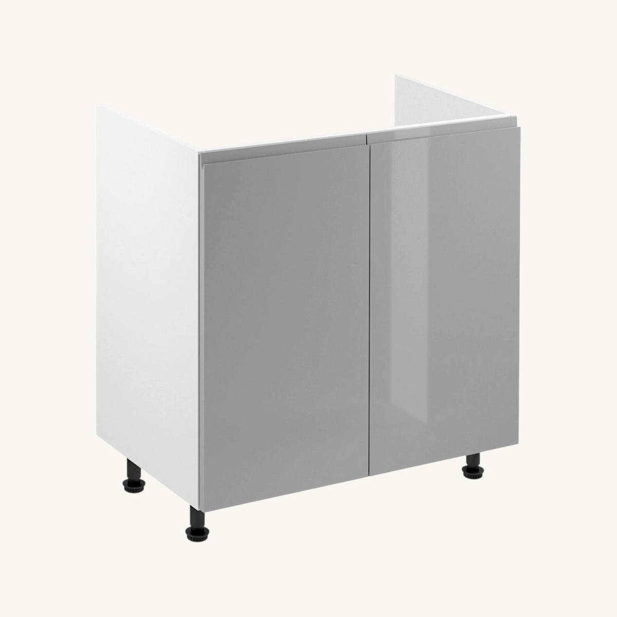 INSELKÜCHE-KÜCHENZEILE 420 cm Glanzia – KU-S16 – Grau / Weiß – Hochglanz - Grau, Holzwerkstoff (420/212/60cm) - hi-markt