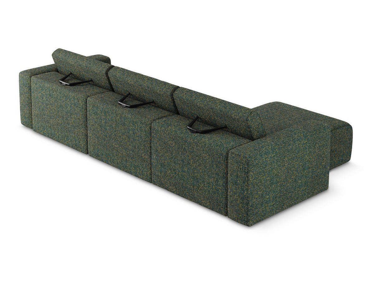 ECKSOFA Links Strukturstoff Stoff Grün - Blau/Schwarz, Kunststoff/Textil (167/314cm) - Makamii