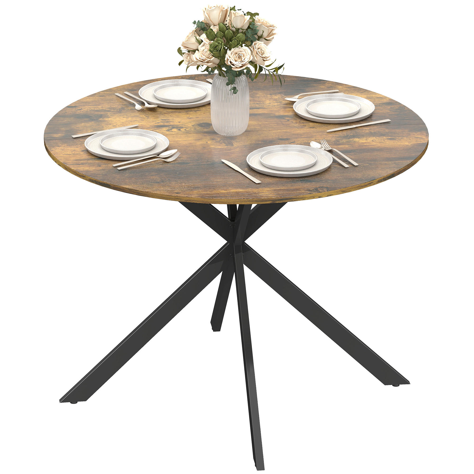 ESSTISCH Rustikalbraun 100/100/75 cm - Schwarz/Braun, Metall (100/100/75cm) - PANGIVO