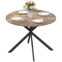 ESSTISCH Rustikalbraun 100/100/75 cm - Schwarz/Braun, Metall (100/100/75cm) - PANGIVO
