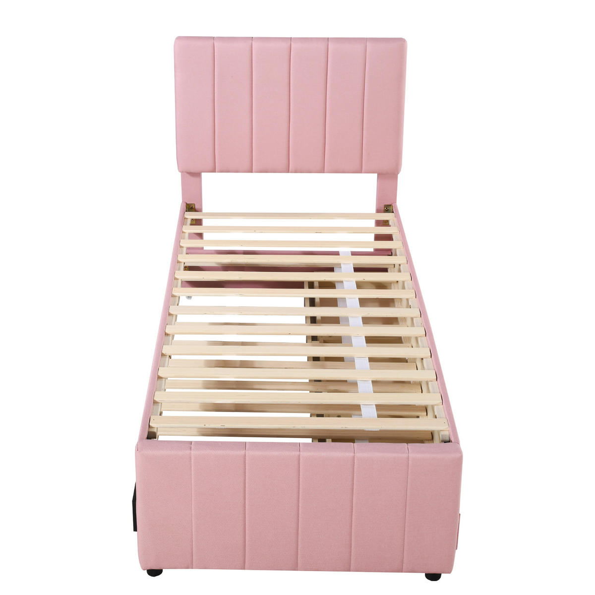 POLSTERBETT 90x200 Rosa Leinen Schubladen - Pink, Textil (90/200cm) - FLIEKS