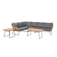 GARTENLOUNGE-SET Monaco Grau Polyrattan für 6 Personen - Grau, Kunststoff - Green Spirit