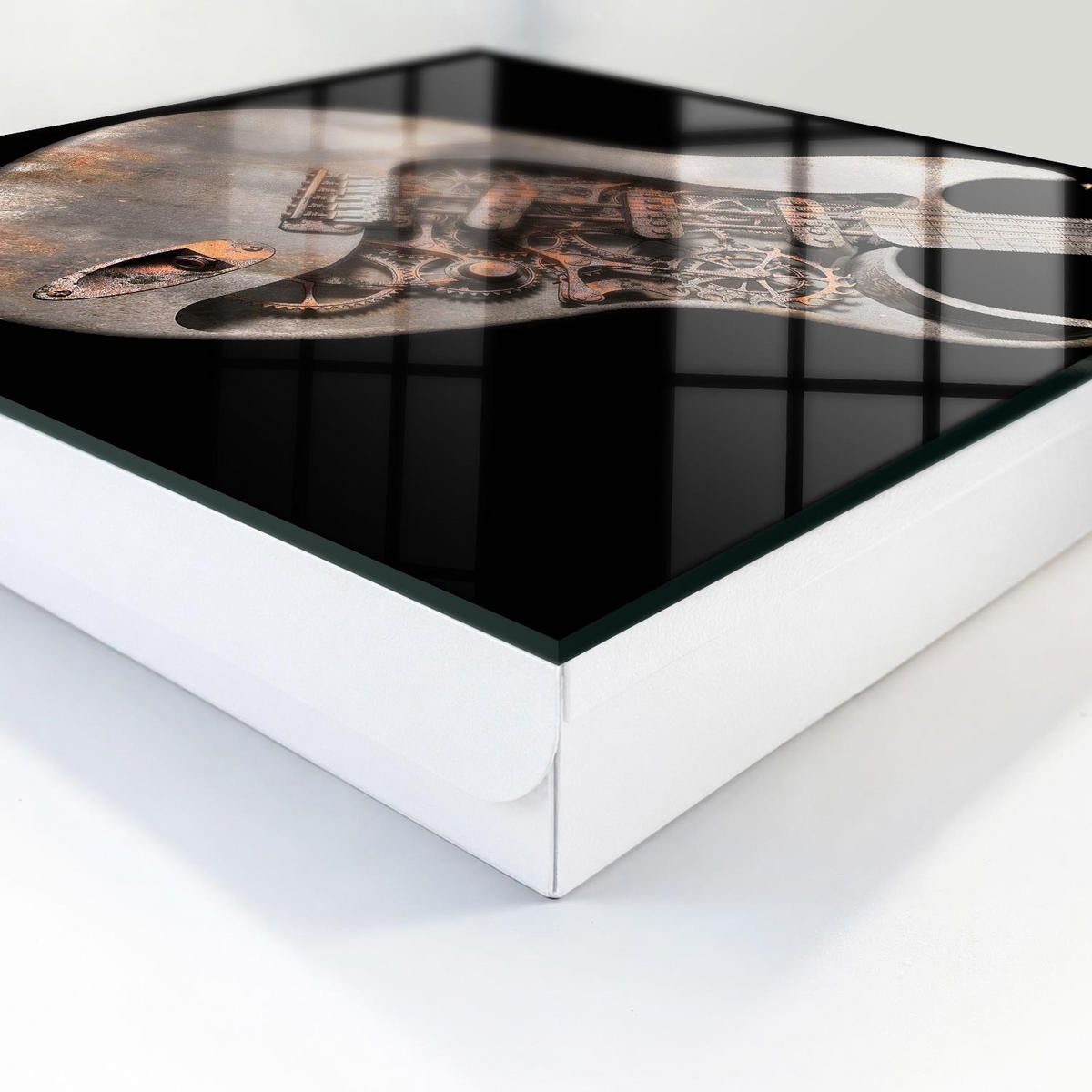 SCHLÜSSELBOX Weiß 30x30 cm – Türöffnung nach rechts - Mechanische Gitarre - Grau, Metall (30/30/5cm) - TULUP