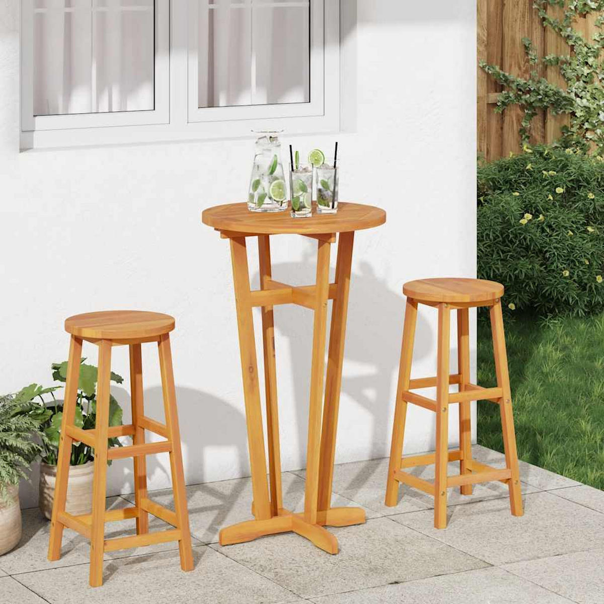 GARTEN-BARTISCH Ø60/105 Cm Massivholz Akazie - Braun, Holz (60/60/105cm) - vidaXL