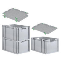 EUROBOX 3x Nextgen Economy Mit Auflagedeckel Grau/Grün Griffe Offen 65 Liter - Grün, Kunststoff (40/32/60cm) - PROREGAL