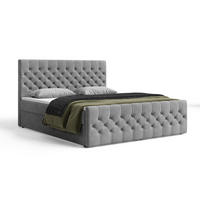 BOXBETT 12 140 x 200 cm - Manila - Modernes Polsterbett mit Bettkasten inkl. PU-Schaum-Topper und Federmechanismus - Graphitfarben, Holz (140/200cm) - ROYAL24_MARKT