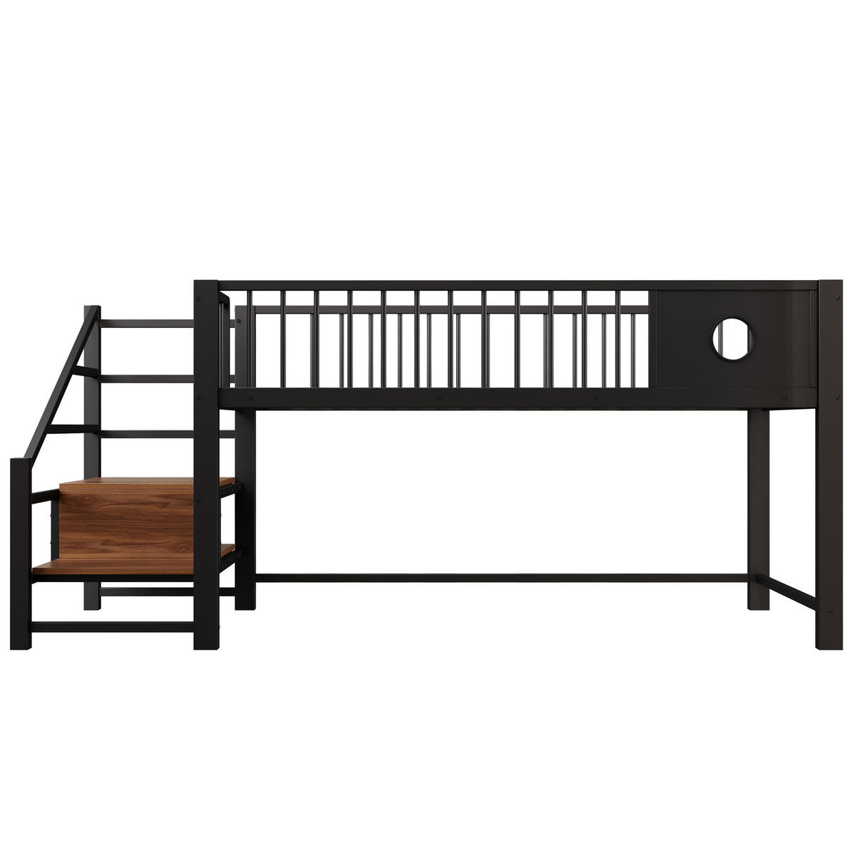 KINDERBETT 90/200 cm DE-01522, in Schwarz, mit Aufbewahrungsleiter - Schwarz, Metall (90/200cm) - ComfortXL