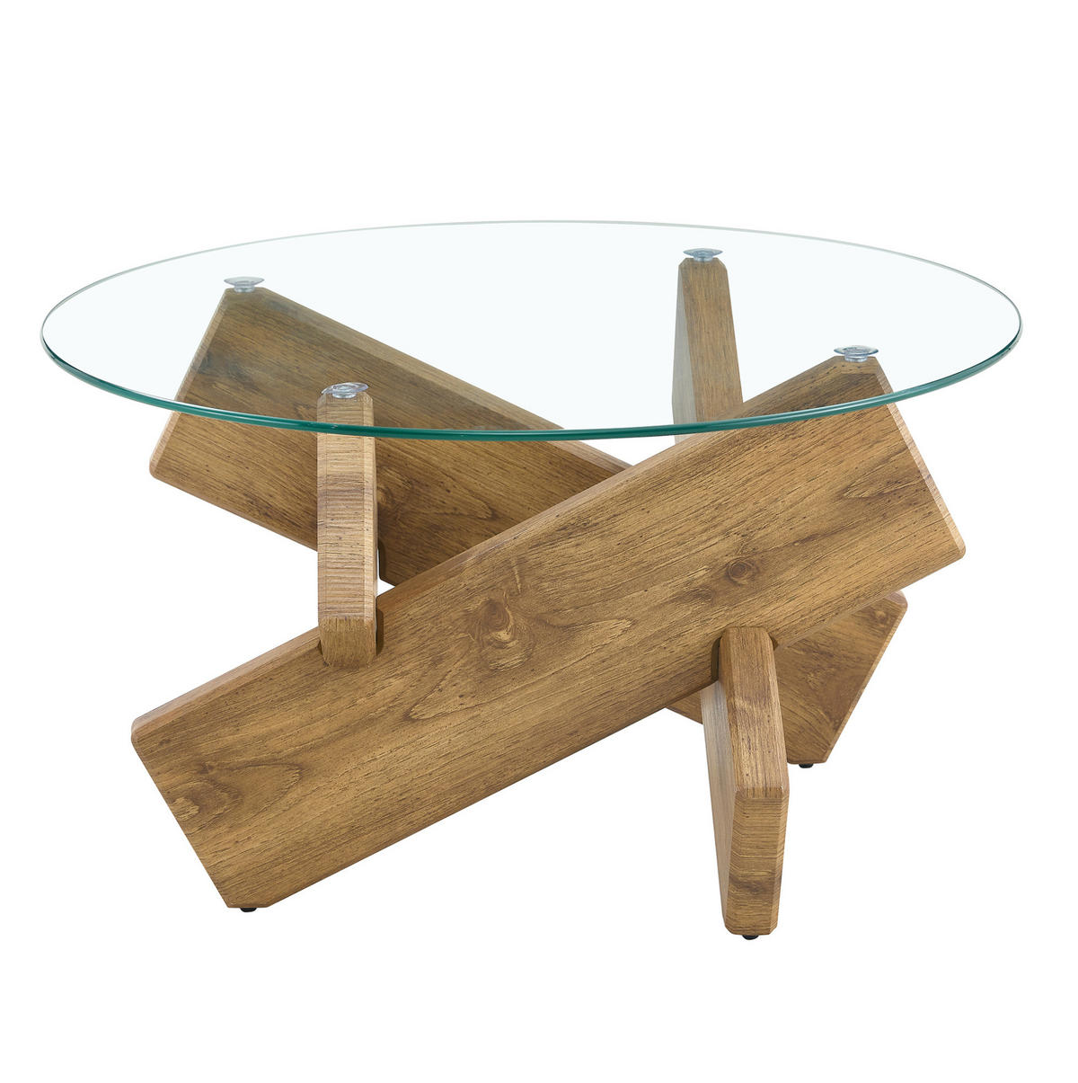 COUCHTISCH aus MDF und Glas Ø79x45 cm in Naturfarben - Naturfarben, Glas (79/79/45cm) - Modfu