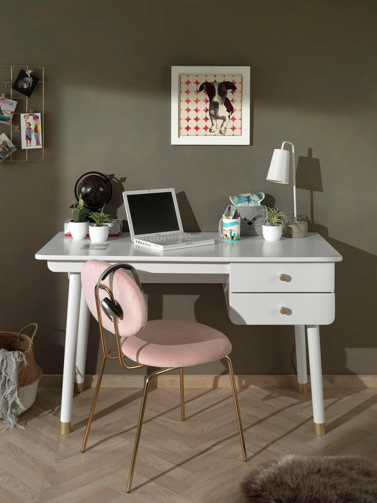 SCHREIBTISCH Kamillah 125x75x60 aus MDF in Satin Weiß - Weiß, Holzwerkstoff (125/60/60cm) - 58aufmkessel