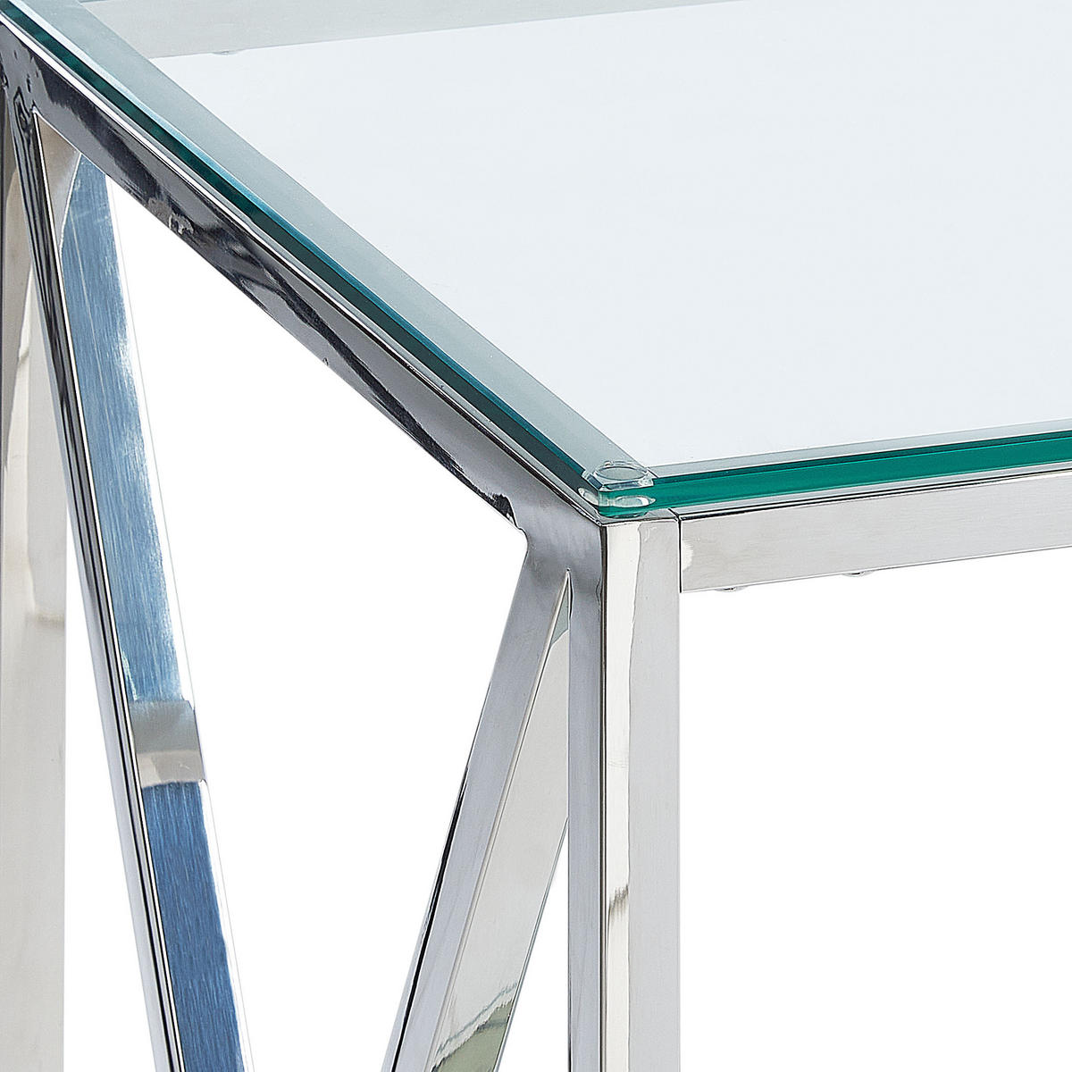 CONSOLENTISCH Glas silber 120/40/76 cm Audet - Transparent/Silberfarben, Glas (40/120/76cm) - Beliani