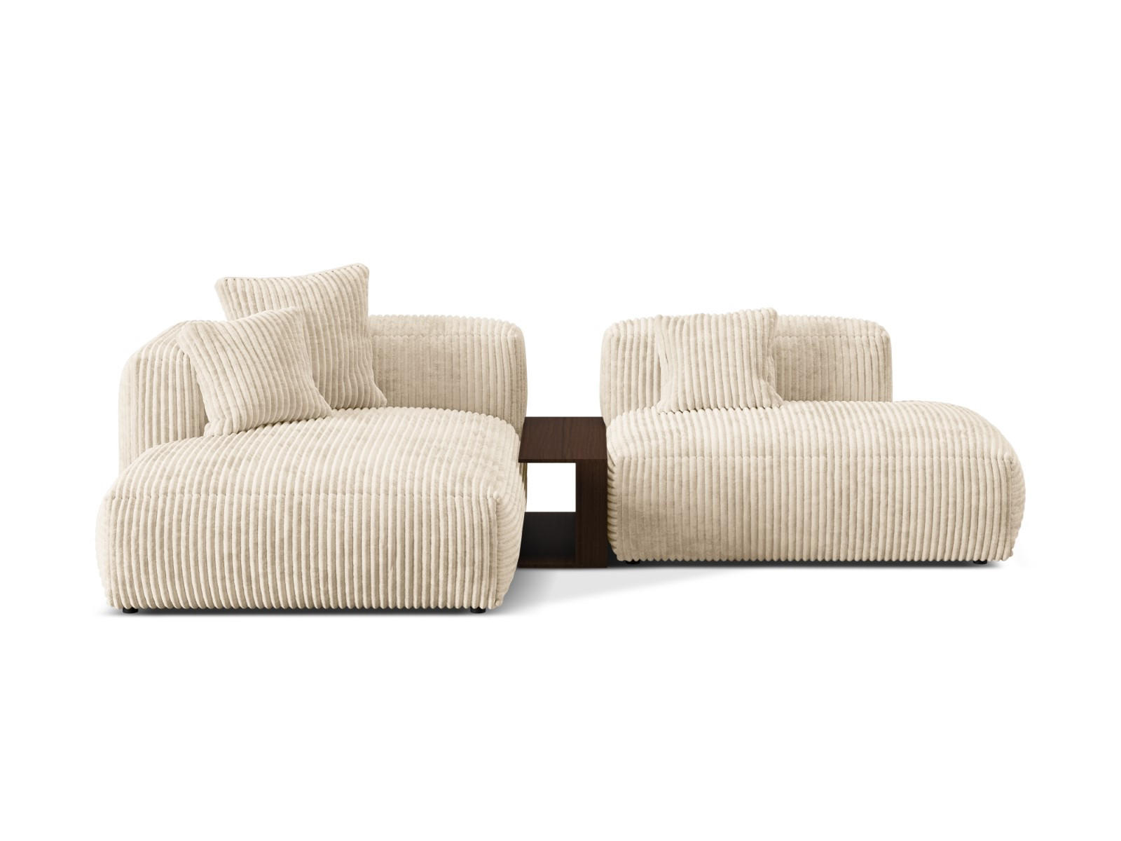 ECKSOFA modular links Martina aus Cord leichtes beige 2 Sitzplätze - Creme, Textil (176/285cm) - Micadoni