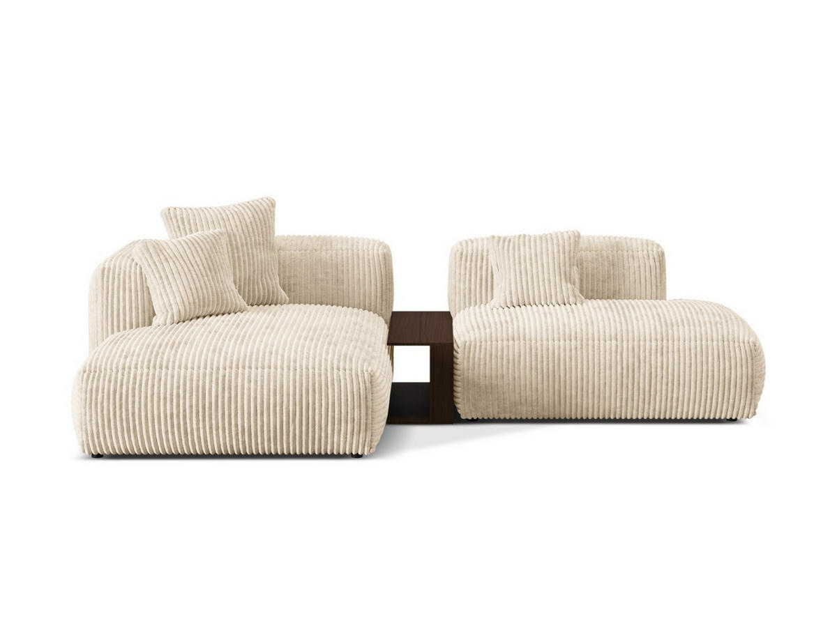 ECKSOFA modular links Martina aus Cord leichtes beige 2 Sitzplätze - Creme, Textil (176/285cm) - Micadoni