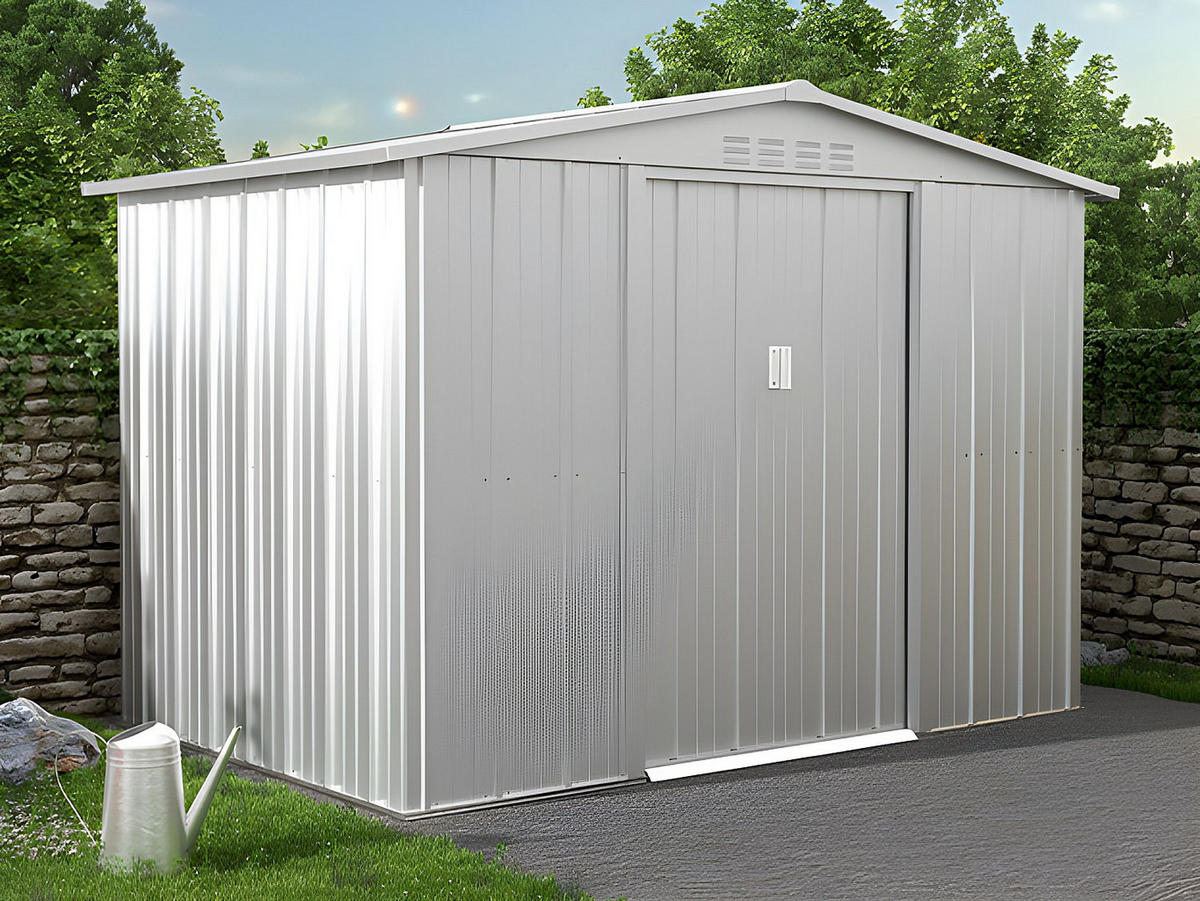 SCHREBERGARTENHAUS - 257 cm x 169 cm - metall - hellgrau Linus - Hellgrau, Metall (257/192/169cm) - Vente-Unique