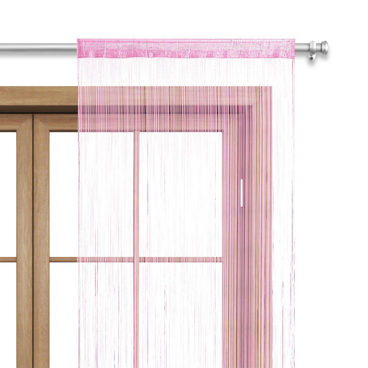 FADENVORHANG rosa 245/90 cm Stangendurchzug kürzbar - Pink, Textil (90/245/1cm) - wometo