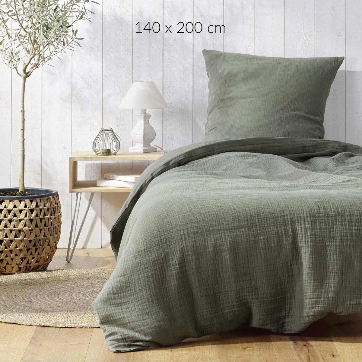 BETTWÄSCHE Angelia 140/200 cm - Waldgrün, Naturmaterialien (200/140cm) - Douceur d´intérieur