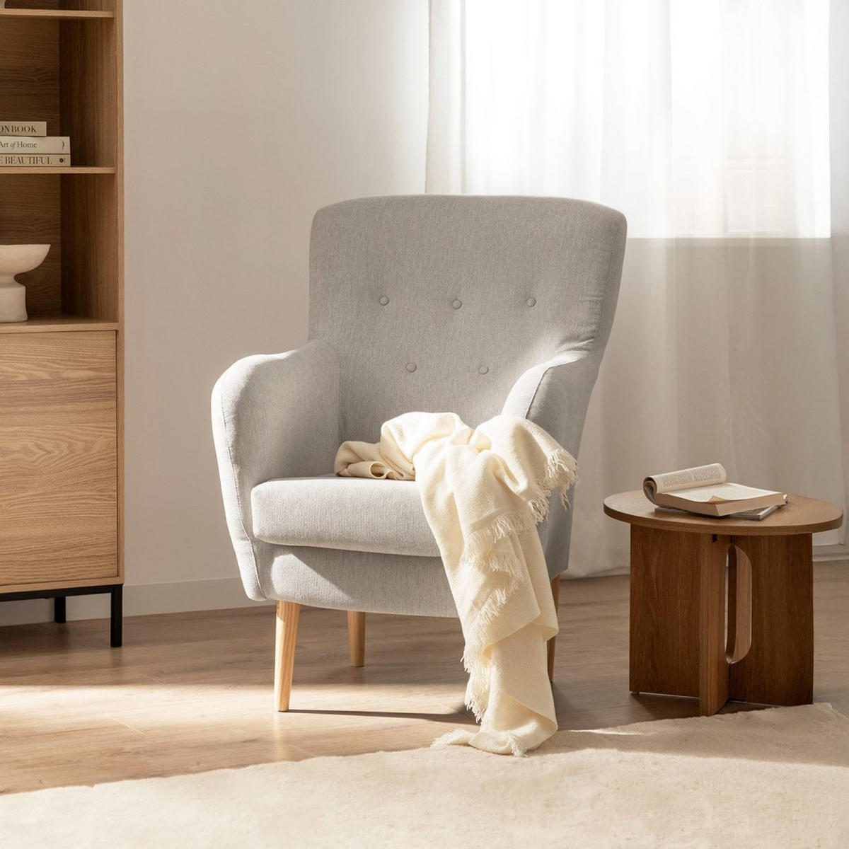 EINZELSESSEL Astrid Beige 72 cm x 96 cm - Beige, Textil (72/96/80cm)