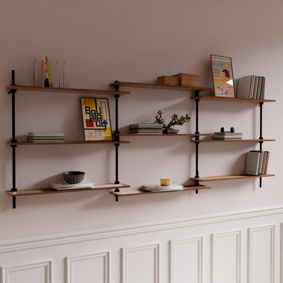 REGALSYSTEM mit Wandregalen 92x235x17,5 - Eiche San Remo, Metall (235/92.5/17.5cm) - AR Shelving