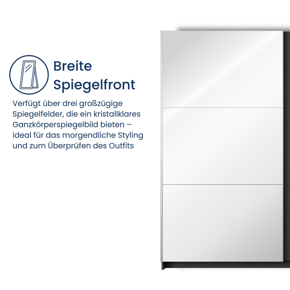 SCHWEBETÜRENSCHRANK 2-Türen mit Spiegel in Graphit - Graphitfarben, Holzwerkstoff (60/207/200.6cm) - Home Collective