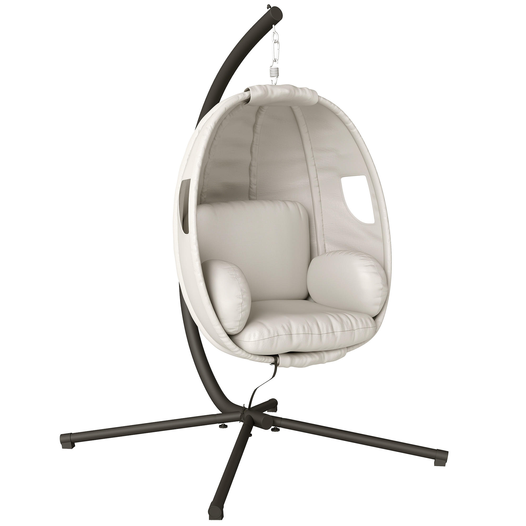 HÄNGESESSEL Mit Gestell DE-07058 faltbar, dickes Sitzpolster, Sicherheitsgurt - Hellgrau, Metall (95/180/117cm) - ComfortXL