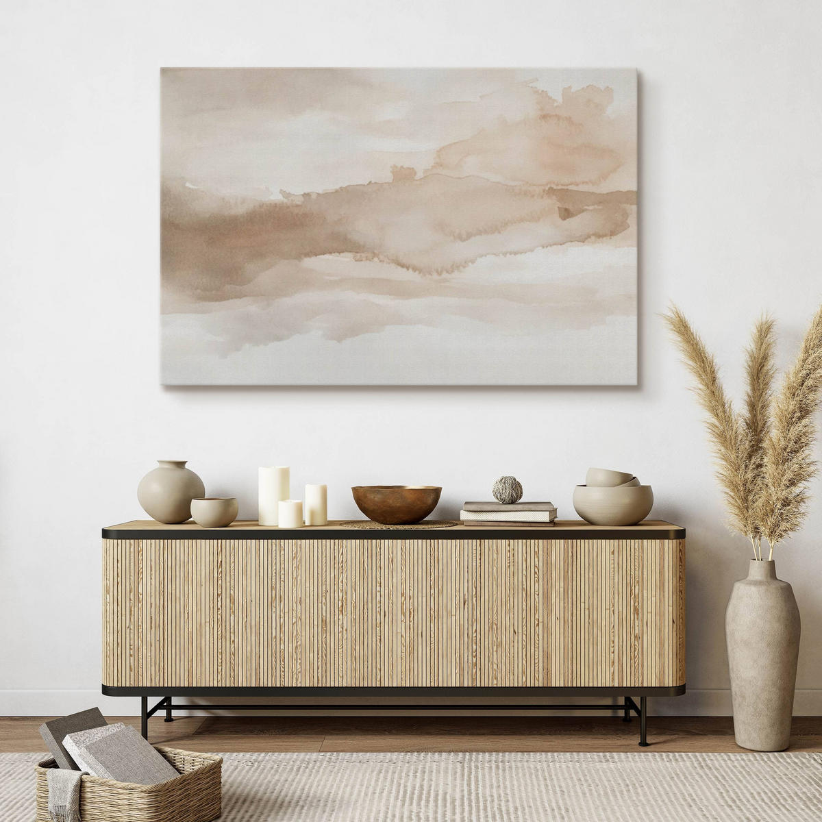 LEINWANDBILD Moderne Kunst Abstraktion 120/80 cm - Beige/Braun, Textil (120/80cm) - Muralo