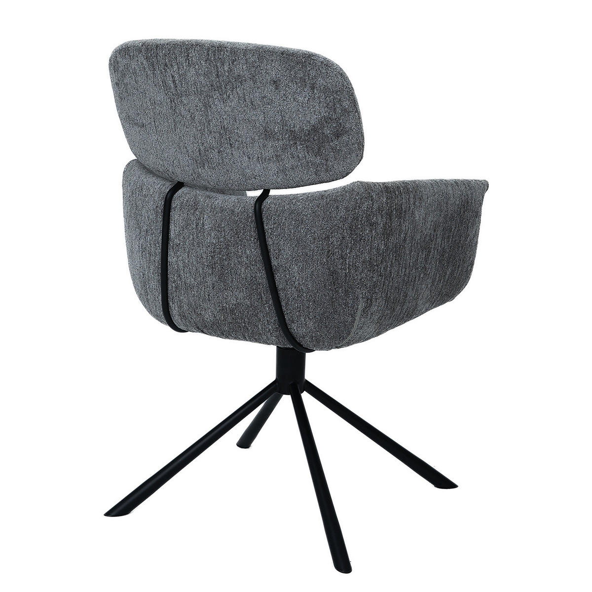 ARMLEHNENSTUHL - Schwarz - Grau - Strukturstoff - Eisen - 60 x 90 x 65 cm - Schwarz/Grau, Textil/Metall (60/90/65cm) - home24