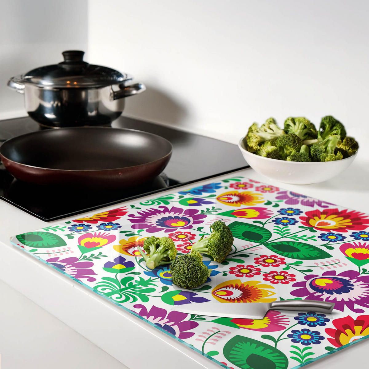 GLASPLATTE 60x52 cm Ethnisches Muster - Multicolor, Glas (60/0.4/52cm) - TULUP