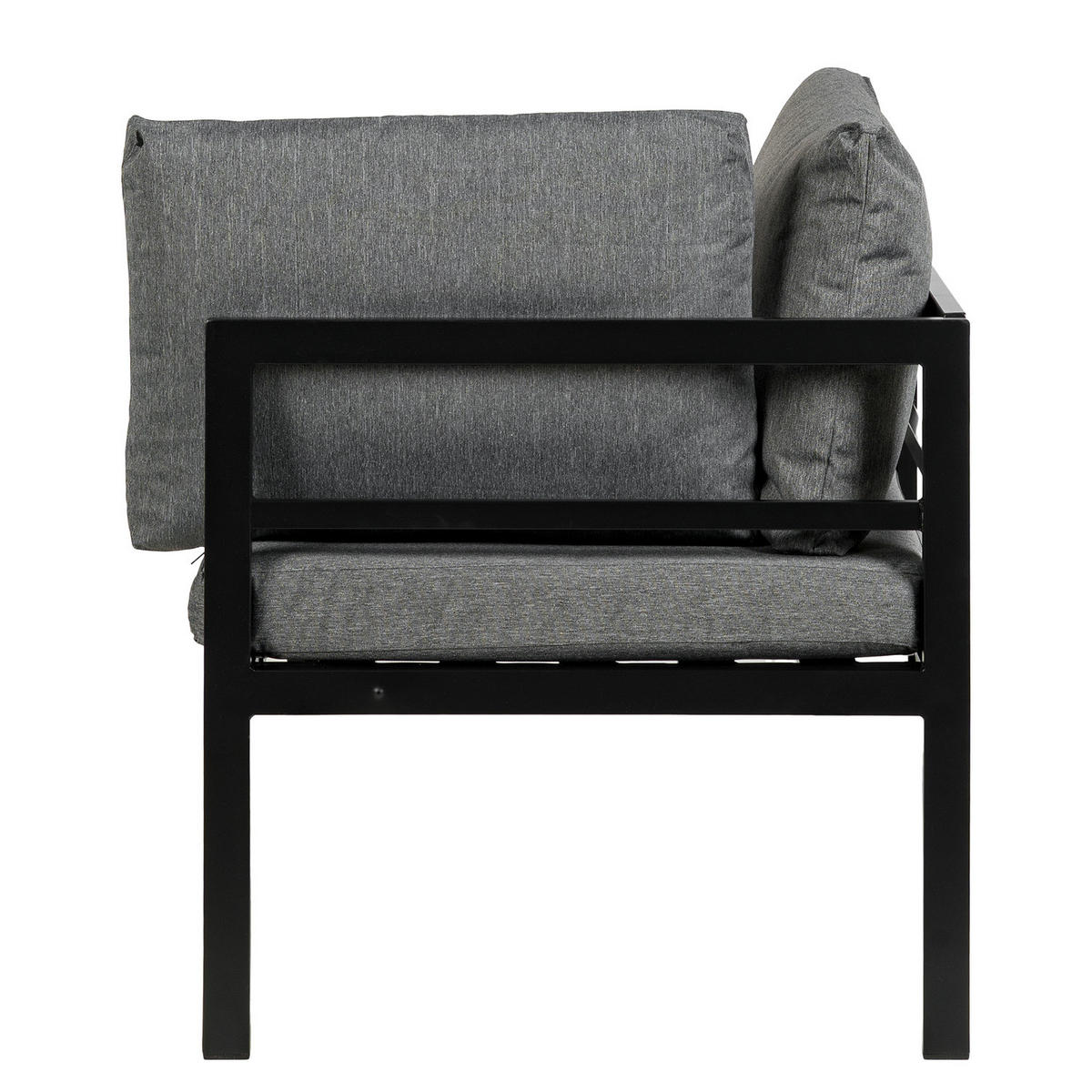 LOUNGESET - Polywood / Polyester - Grau - 2-teilig - Anthrazit/Braun, Holzwerkstoff/Textil - home24