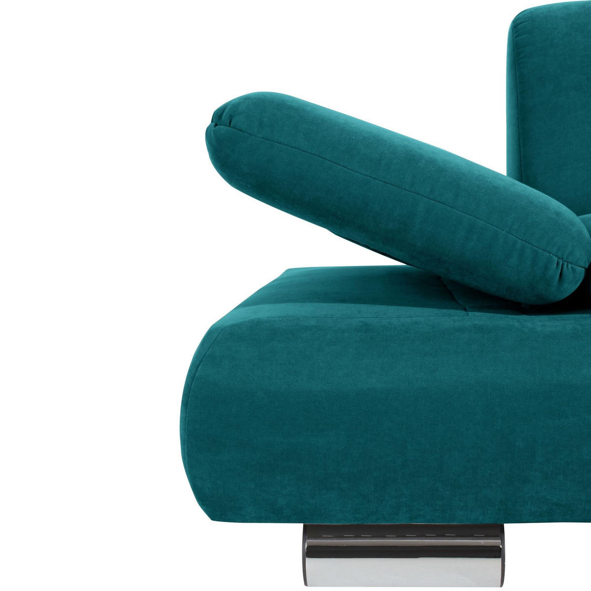SOFA 2-Sitzer Kaye Bezug Veloursstoff Metallfuß verchromt / petrol - Blau, Kunststoff (190/76/90cm) - 58aufmkessel