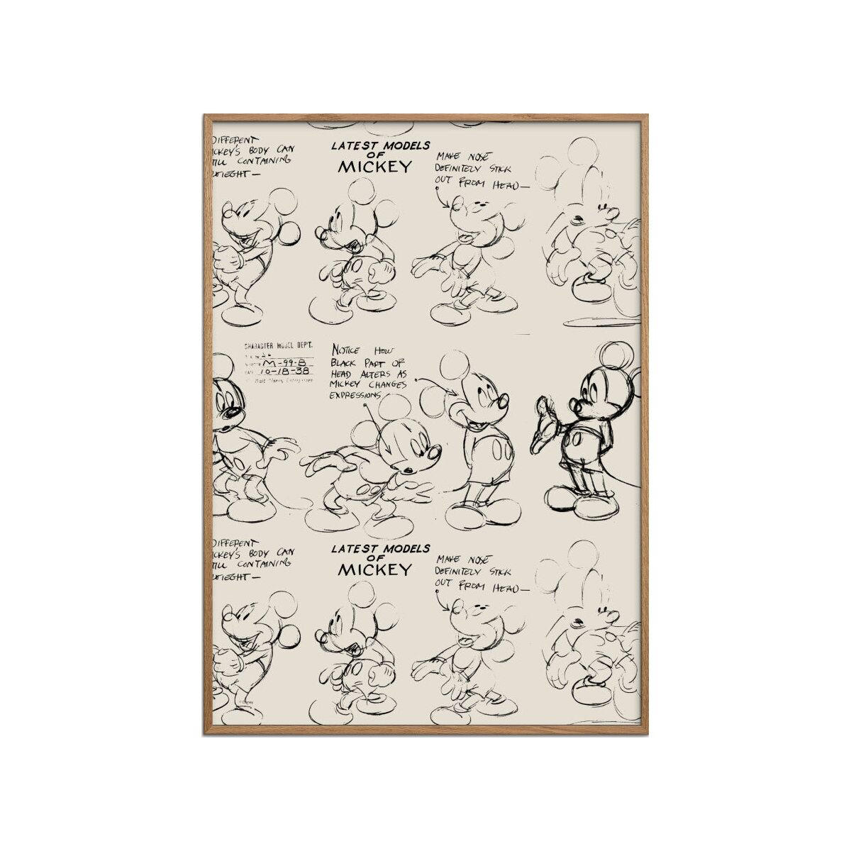 POSTER mit Rahmen Disney - Disney - Mickey Mouse Latest Models of Mickey - Eichefarben/Beige, Holz/Papier (30/40cm) - Poster&Frame