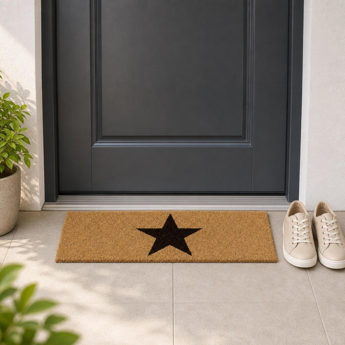 ROHOŽKA přírodní úzká kokosová guma hvězda 75x25 cm - světle hnědá, textil/plast (75/25cm) - Relaxdays