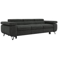 TŘÍMÍSTNÁ POHOVKA PETER 3 s rozkládací funkcí - Tmavě šedá Strukturovaná látka - černá/tmavě šedá, kov/textil (262/76/99cm) - MKS
