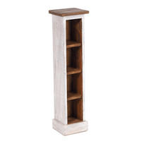 CD REGAL TOWER Mahagoni Massivholz, 4 Fächer 05 weiß-natur - Multicolor, Holz (16/76/15cm) - DESIGN DELIGHTS