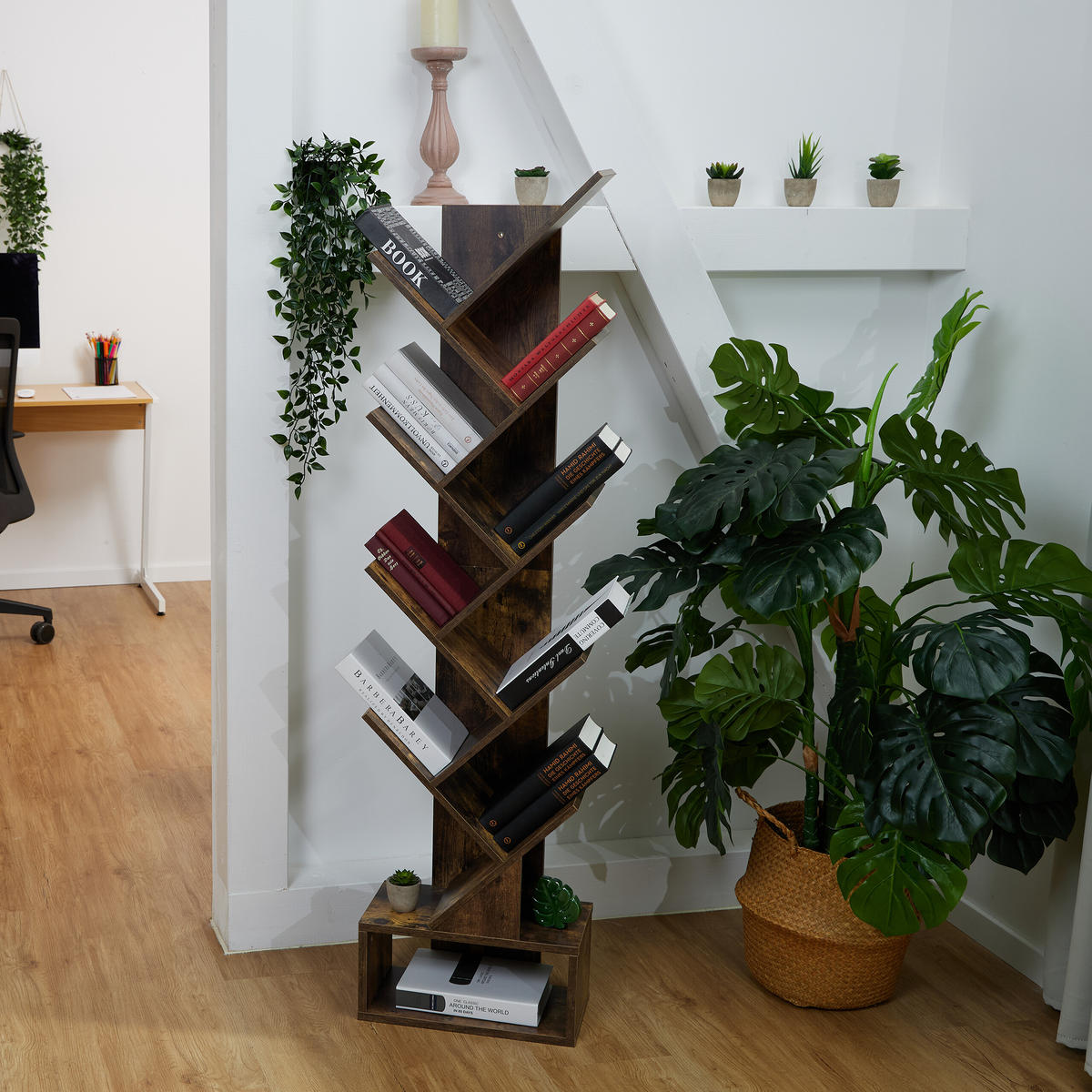 BÜCHERREGAL - Braun, Holzwerkstoff/Wellpappe (38/146/22cm) - Relaxdays