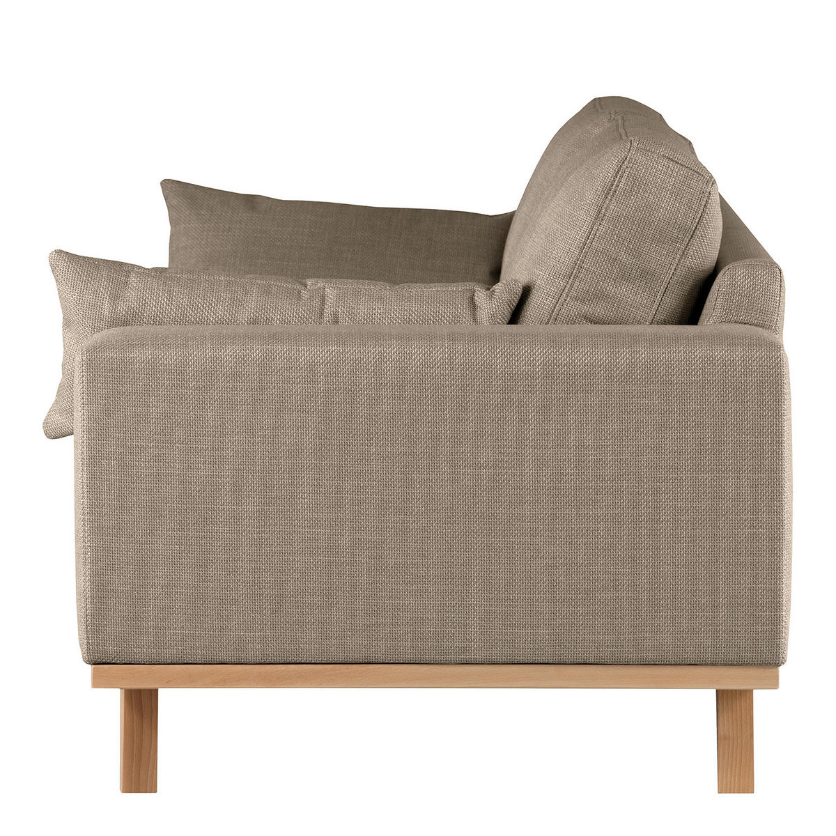 2-SITZER SOFA - Taupe/Buchefarben, Buchenholz/Textil (197/81/88cm) - home24