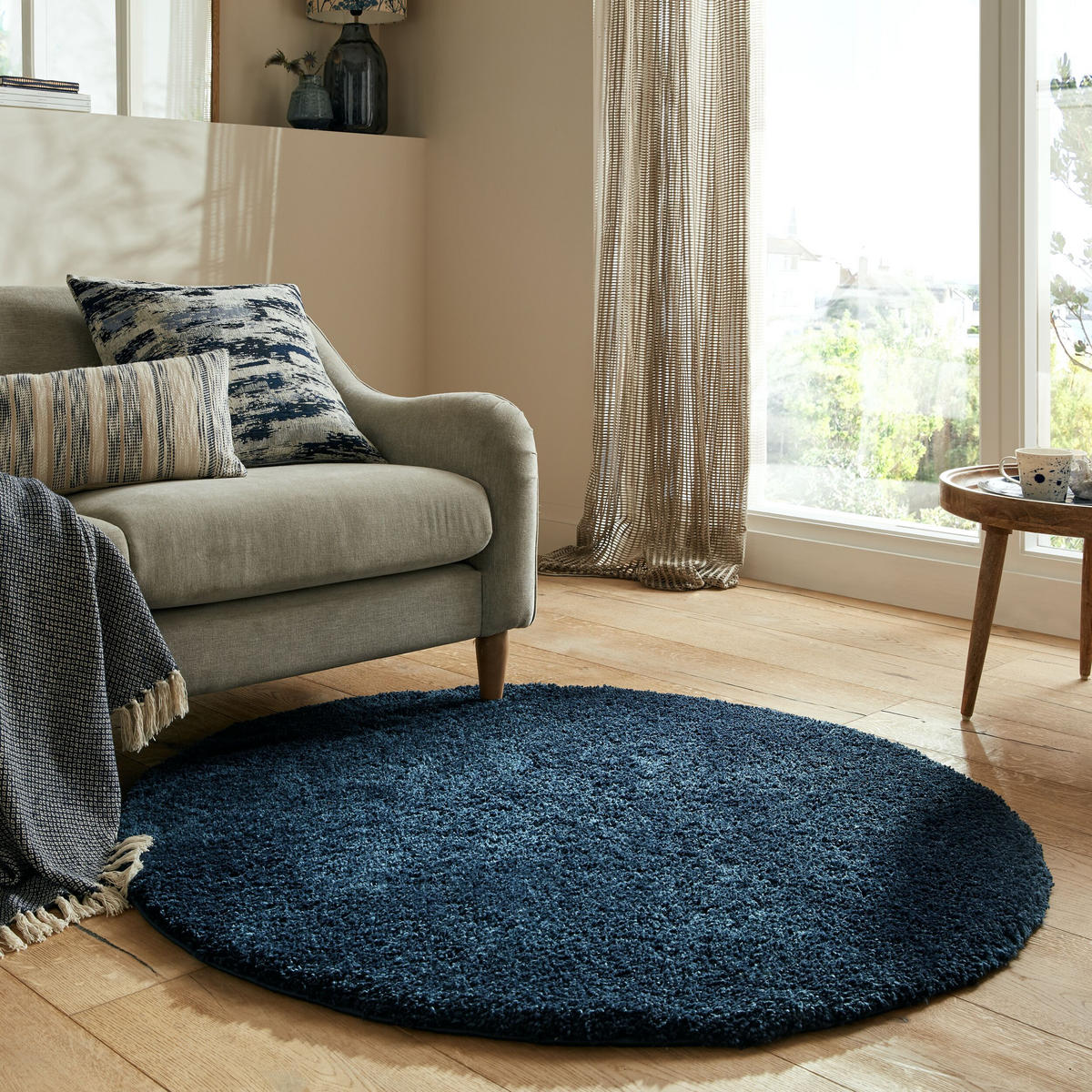 TEPPICH Hochflor Shaggy-Design, teddyweich LYNE, Blau 133x133 cm - Blau, Textil (133/133cm) - KADIMA DESIGN