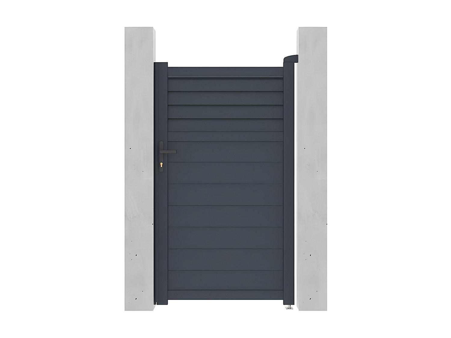 GARTENTOR Flügeltor - Aluminium - 103 x 181 cm - Anthrazit - VIAZO - Anthrazit, Metall (100/176cm) - Vente-Unique