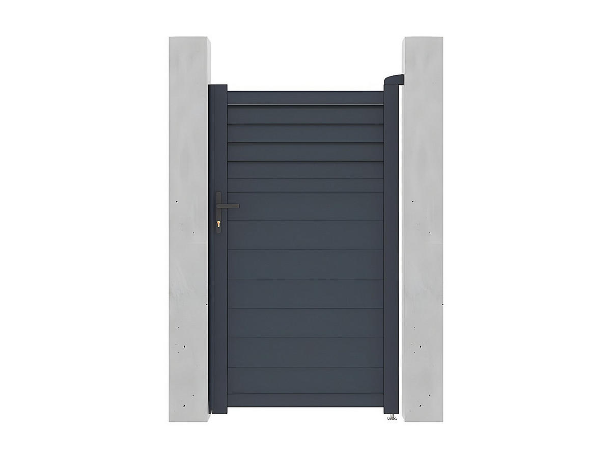 GARTENTOR Flügeltor - Aluminium - 103 x 181 cm - Anthrazit - VIAZO - Anthrazit, Metall (100/176cm) - Vente-Unique