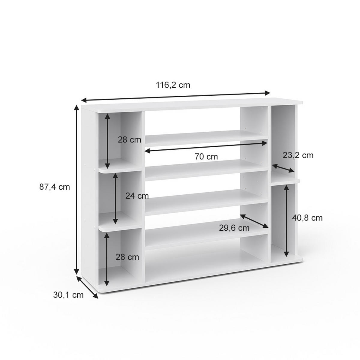 SCHUHREGAL Levin Weiß 116.2 x 87.4 cm - Weiß, Holzwerkstoff (116.2/87.4/30.1cm) - Vicco