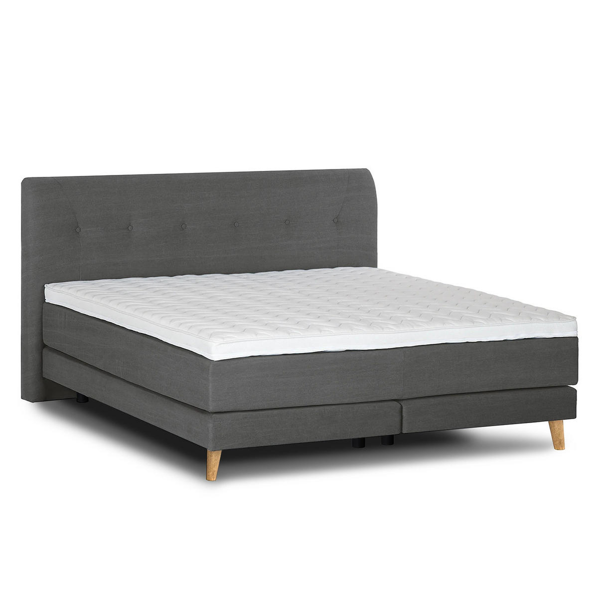 BOXSPRINGBETT - Webstoff - Anthrazit, Naturmaterialien (160/200cm) - home24