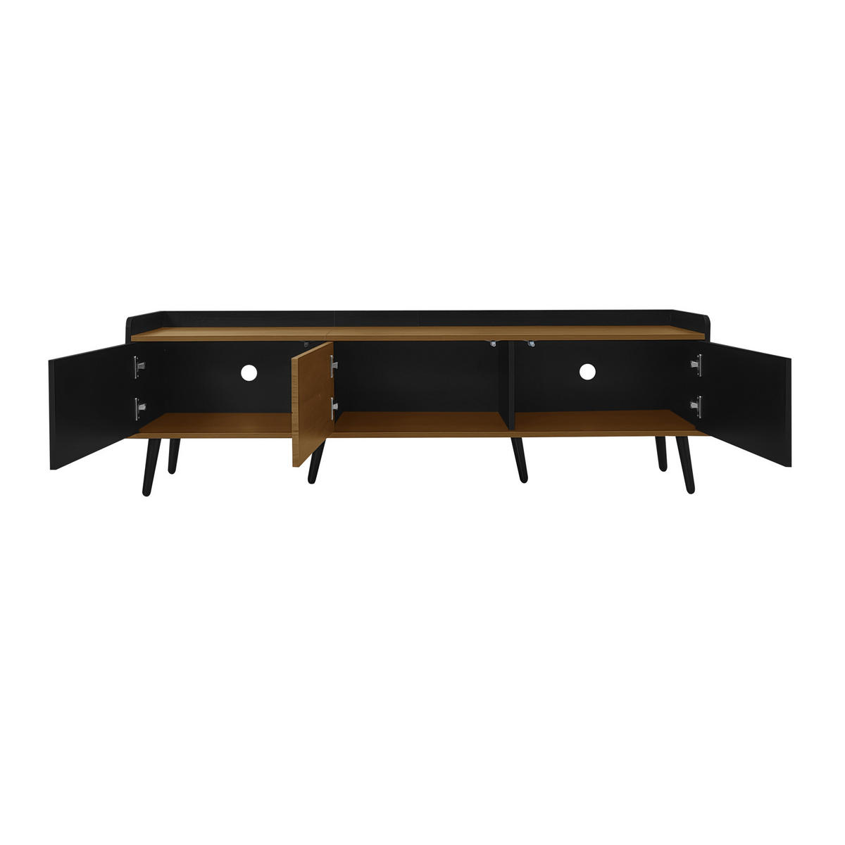 TV-LOWBOARD 160/39/49,5 cm mit 3 Türen in Schwarz/Natur - Schwarz, Holzwerkstoff (160/49.5/39cm) - BEAOK