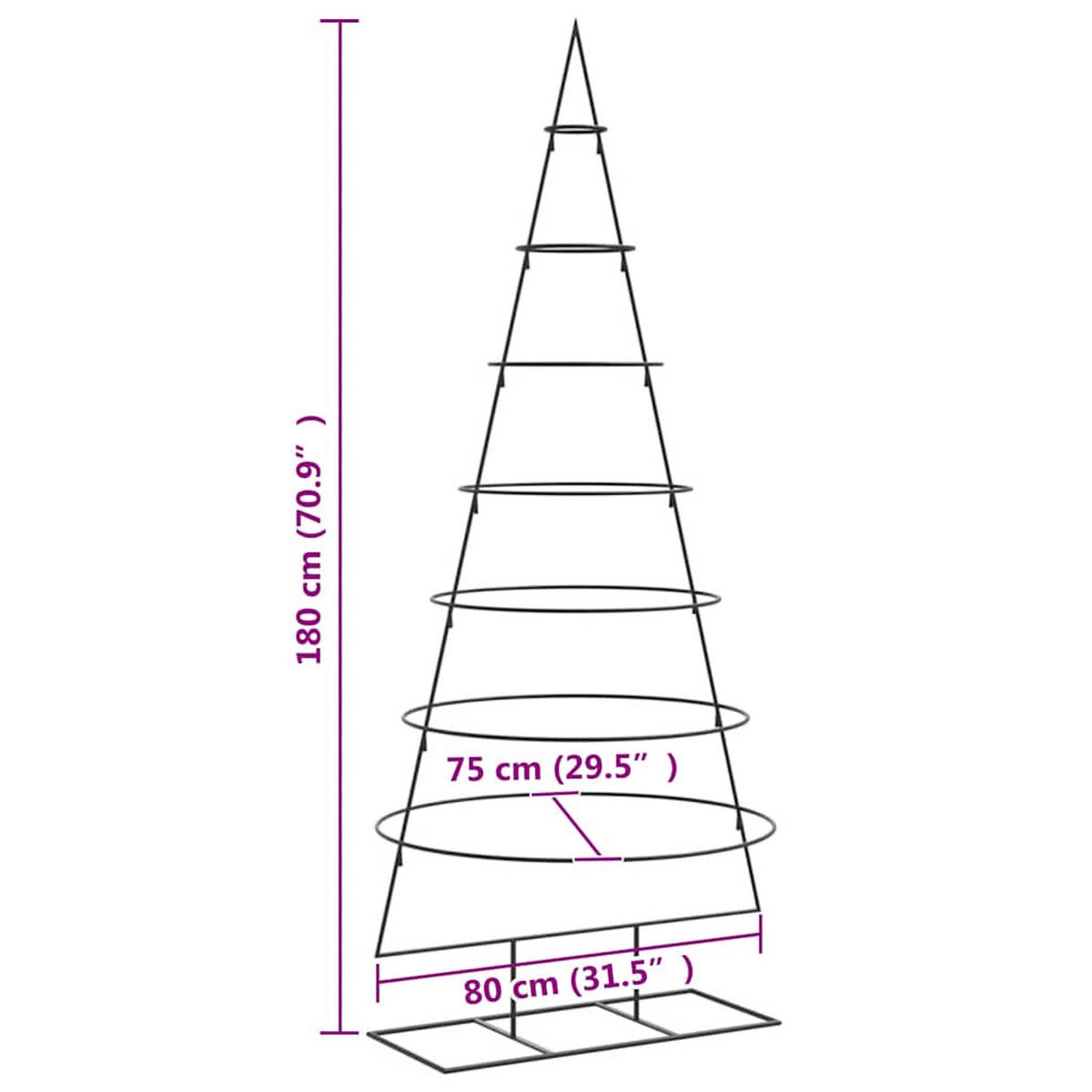 WEIHNACHTSBAUM Metall 80/75/180 Cm Schwarz Stahl - Schwarz, Metall (180cm) - vidaXL