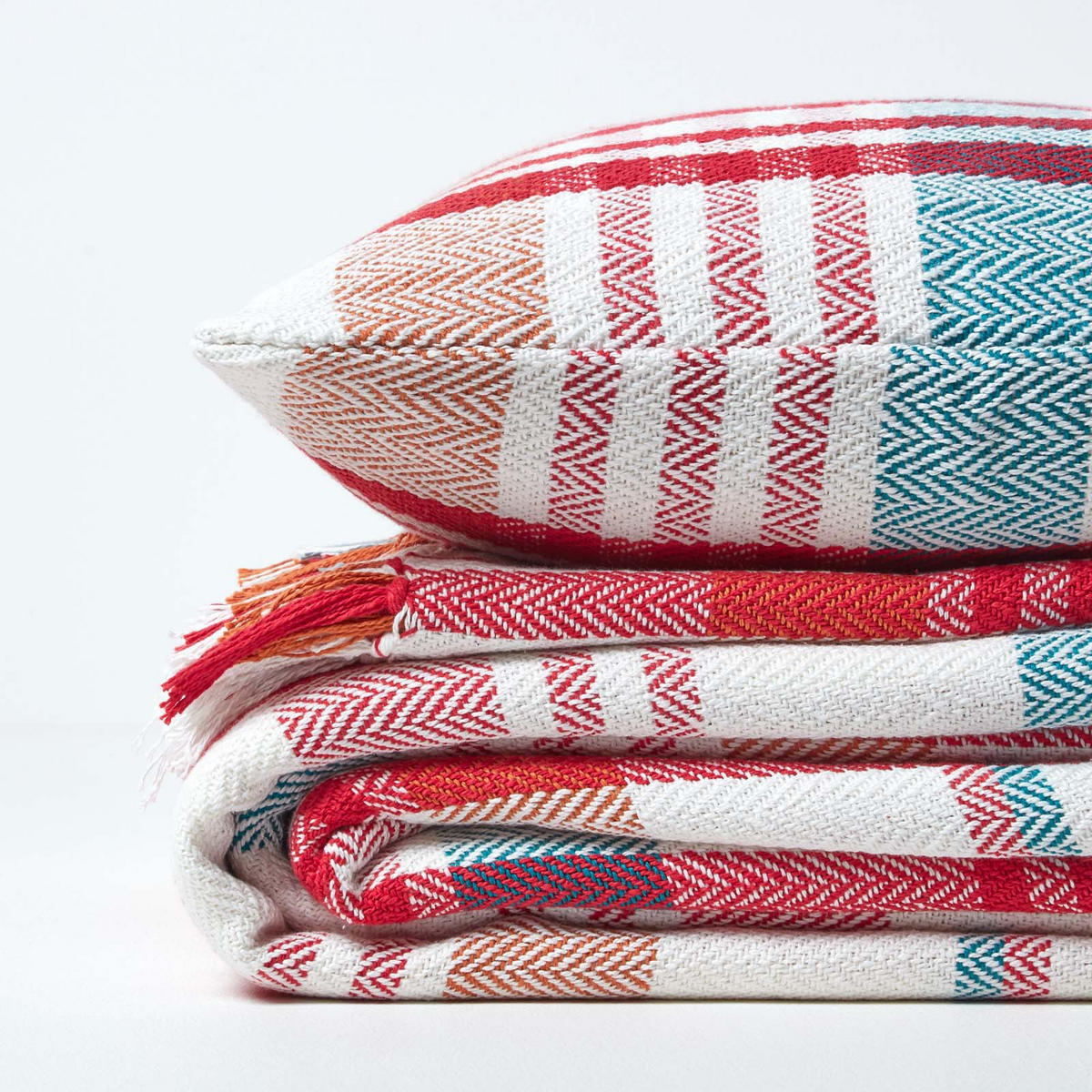 ÜBERWURF Falun 255/360 cm, Schottenkaro, 100% Baumwolle - Rot, Textil (255/360cm) - Homescapes