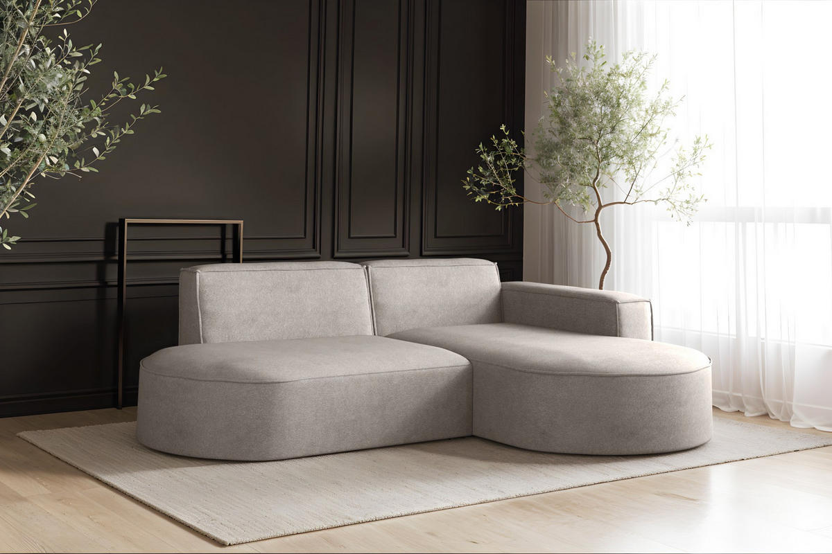 ECKSOFA Modena Modern Und Komfort Velours Stoff Salvador Rechts Beige - Creme, Holz/Textil (236/165cm) - Kaiser Möbel