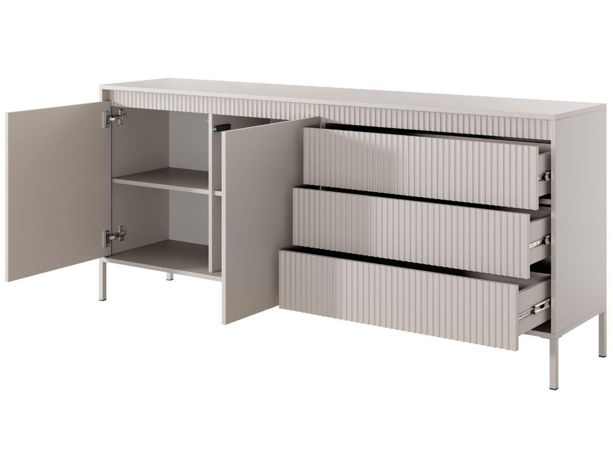 KOMMODE Beige 187/82/40 cm Sorano - Beige, Naturmaterialen/Metall (187/82/40cm) - Graingold