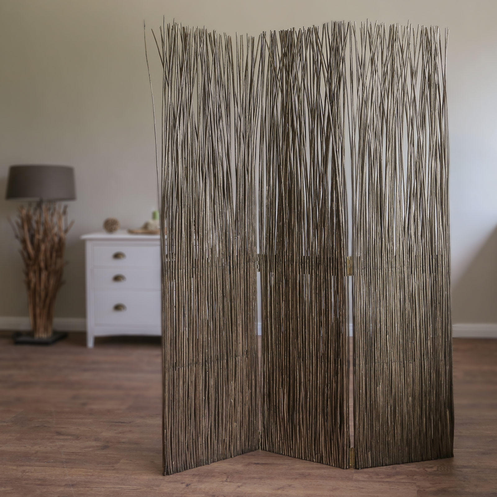 PARAVENT 3-tlg. 120/170 cm Braun Weide - Braun, Naturmaterialien (120/170/3cm) - Homestyle4u