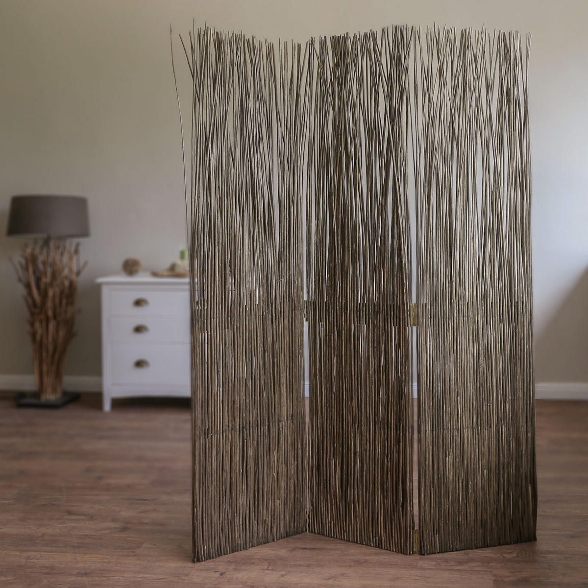 PARAVENT 3-tlg. 120/170 cm Braun Weide - Braun, Naturmaterialien (120/170/3cm) - Homestyle4u