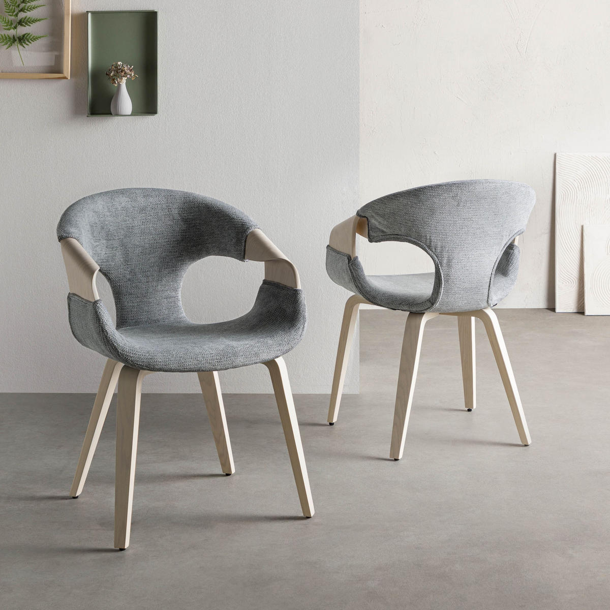 STUHL Formholz 55 x 56 x 80 cm grau POLSTERSTÜHLE #01 - Grau, Holz (55/80/56cm) - Massivmoebel24